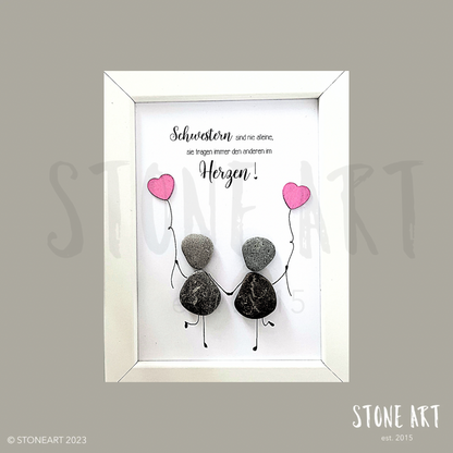 BSCH02-Steinbild-Schwestern sind nie alleine - Herz rosa