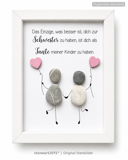 Kieselsteinbild Das Einzige was besser ist dich zur Schwester zu haben, handgemachtes Steinbild