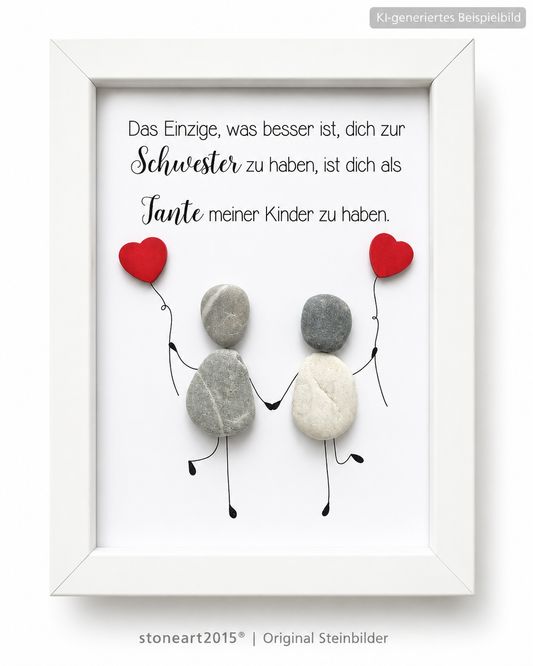 Kieselsteinbild Das Einzige was besser ist dich zur Schwester zu haben, handgemachtes Steinbild