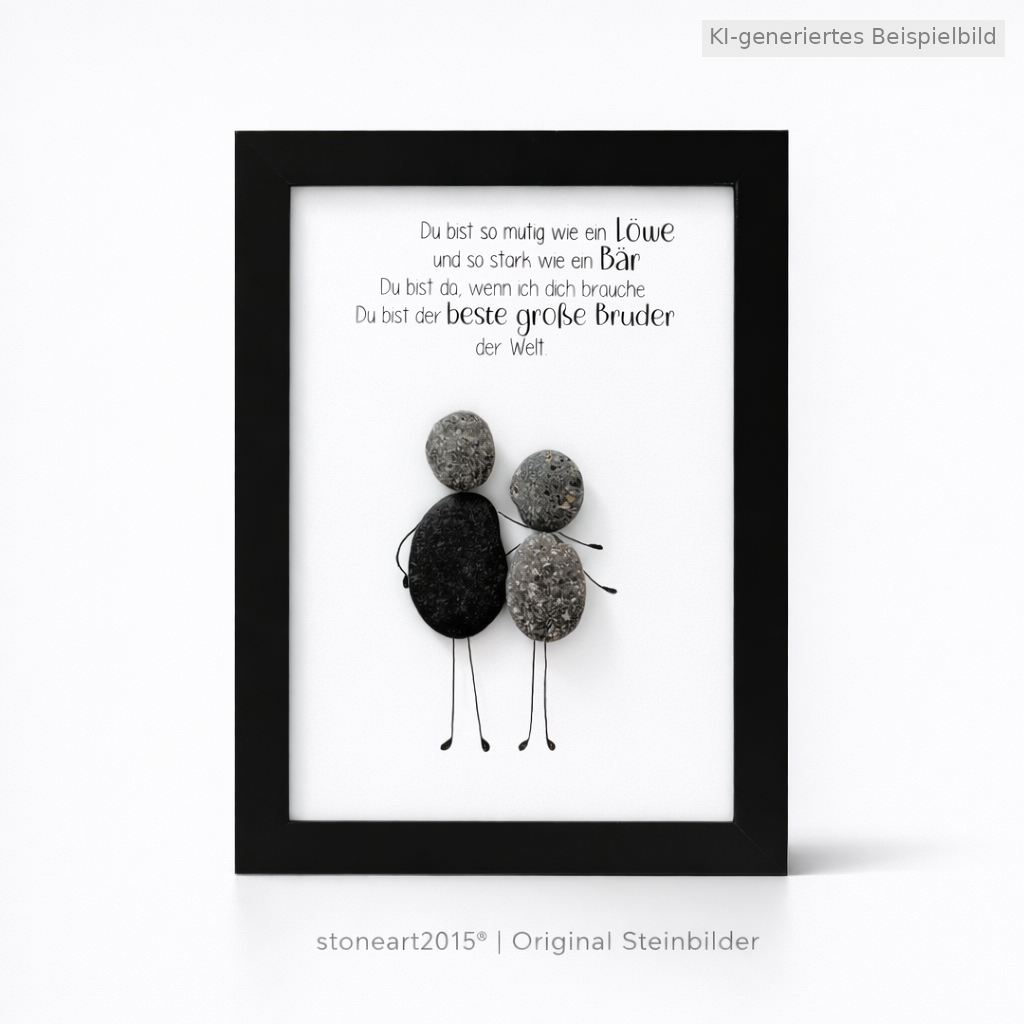 Kieselsteinbild Großer Bruder – Geschenk für den Bruder, handgemachtes Steinbild