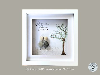 Handgemachtes Steinbild für Schwester – Spruch Kindheit bleibt für immer – emotionales Geschenk mit Herz