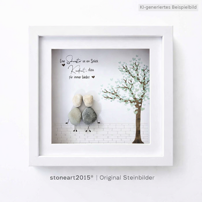 Kieselsteinbild Eine Schwester ist ein Stück Kindheit das für immer bleibt, handgemachtes Steinbild