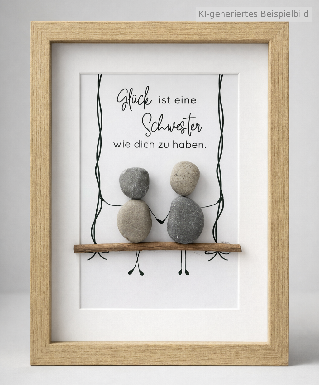 Kieselsteinbild Glück ist eine Schwester wie dich zu haben, handgemachtes Steinbild