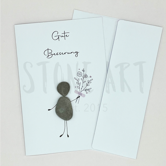 "Get well soon" card - mini stone picture with envelope
