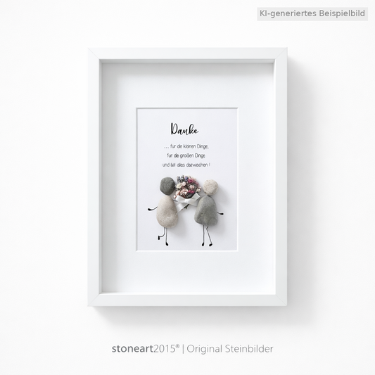 Kieselsteinbild Danke für die kleinen Dinge, handgemachtes Steinbild