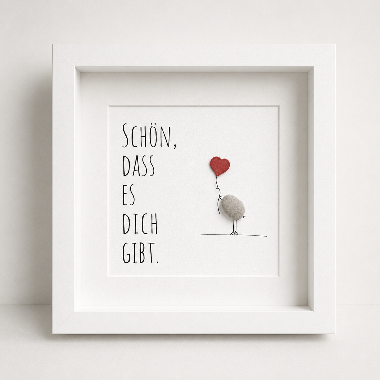 Kieselsteinbild So schön dass es dich gibt, handgemachtes Steinbild