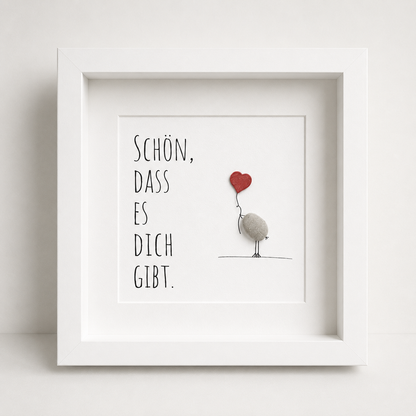 Kieselsteinbild So schön dass es dich gibt, handgemachtes Steinbild