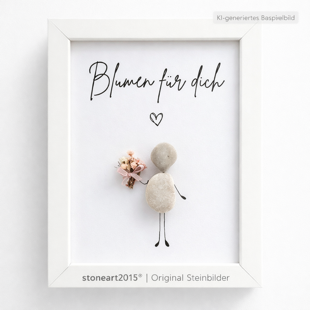Kieselsteinbild Blumen für dich, handgemachtes Steinbild