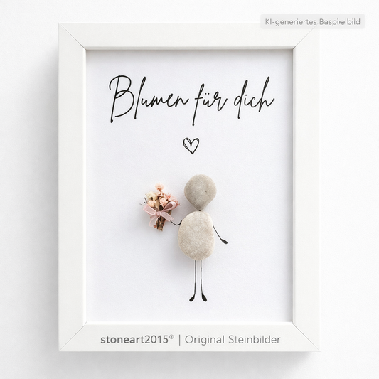 Kieselsteinbild Blumen für dich, handgemachtes Steinbild