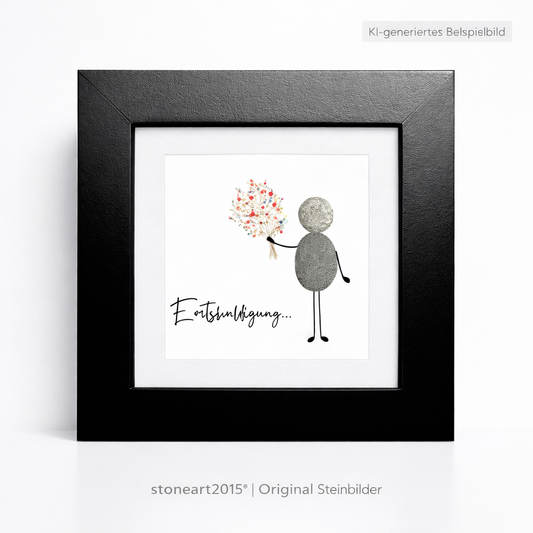 Kieselsteinbild Entschuldigung, handgemachtes Steinbild