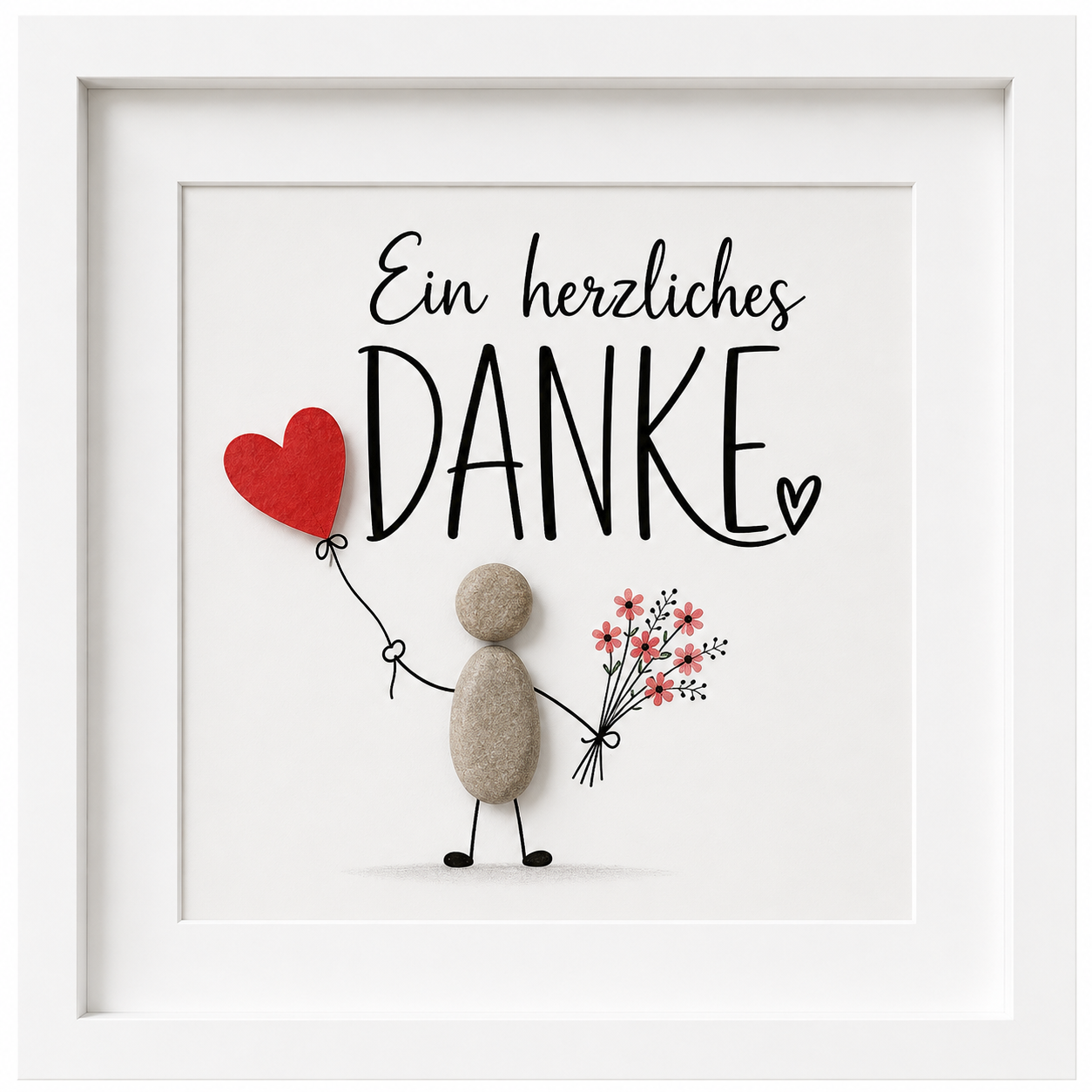 Kieselsteinbild Ein herzliches Danke, handgemachtes Steinbild
