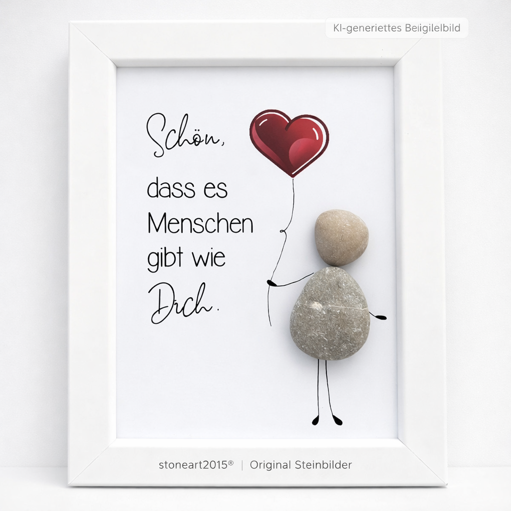 Kieselsteinbild Schön dass es Menschen gibt wie dich, handgemachtes Steinbild