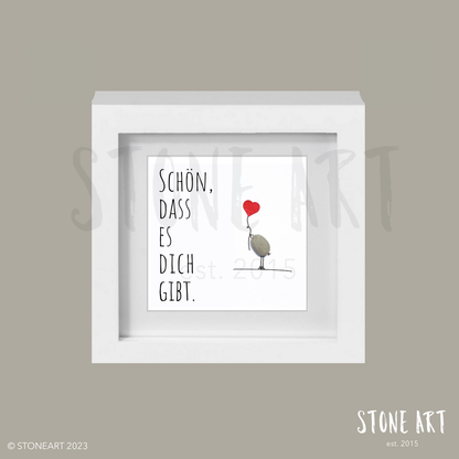 Handgemachtes Steinbild mit dem Spruch „Schön, dass es dich gibt“ – liebevolles Geschenk für Freund:innen, Familie oder Lieblingsmenschen.