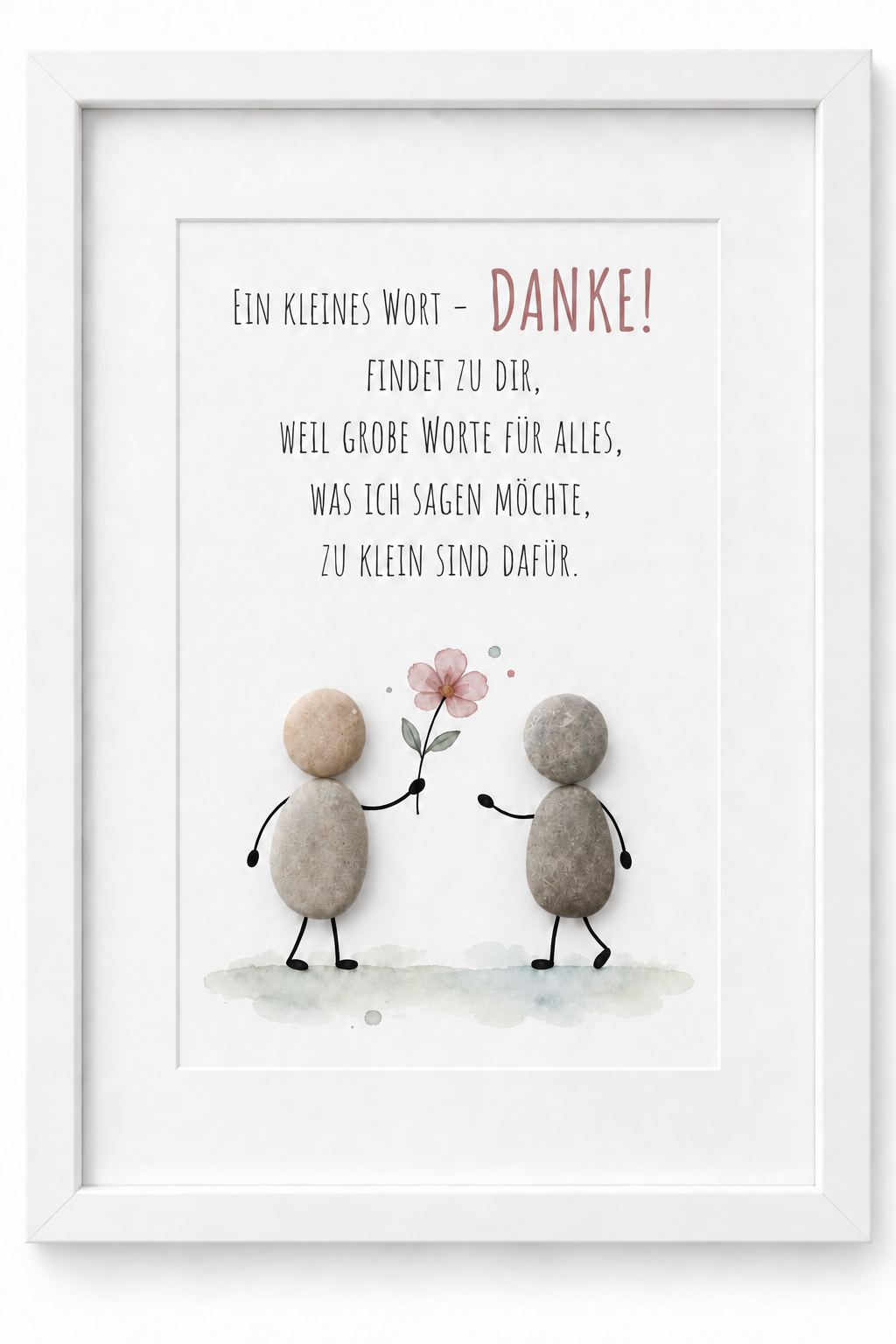 Kieselsteinbild Ein kleines Wort - Danke – Dankeschön-Geschenk, handgemachtes Steinbild