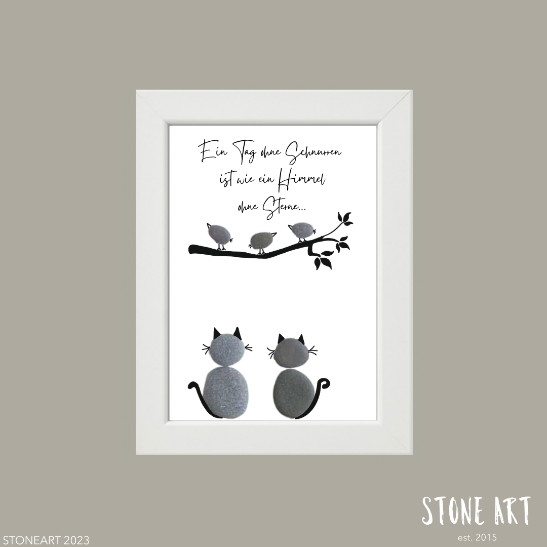 Stone picture - A day without purring is like a sky without stars
