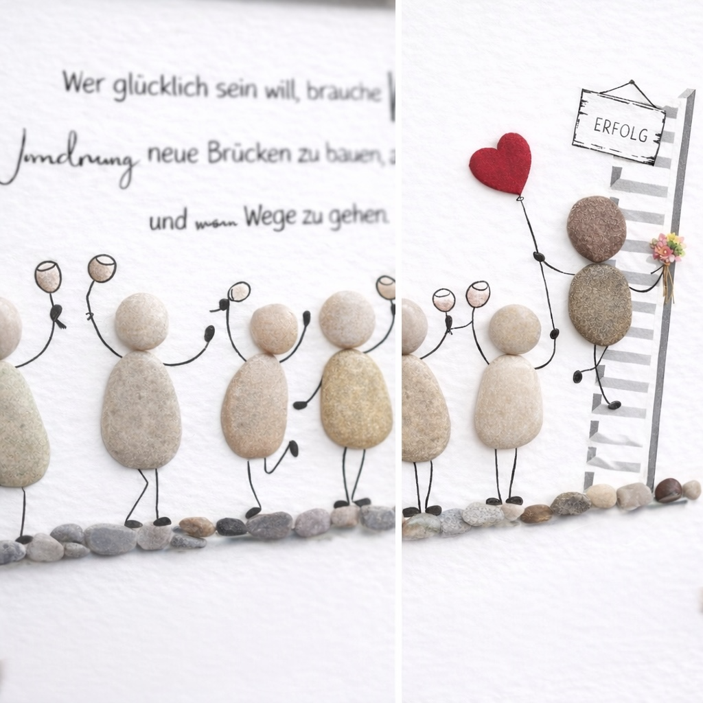 Steinbild Abschied für Kollegin oder Kollege – handgefertigtes Abschiedsgeschenk zum Jobwechsel oder Ruhestand. Detailansicht