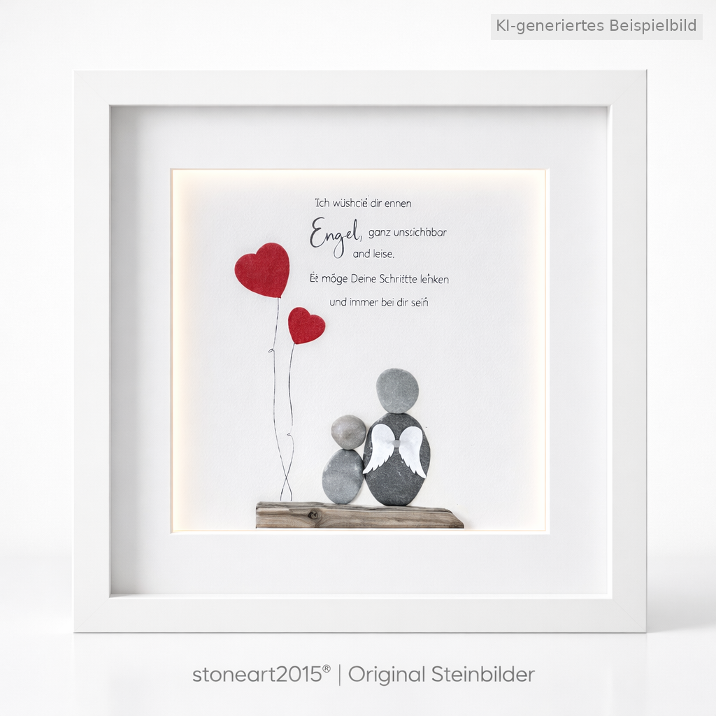 Stone Picture Guardian Angel - Personalized Gift for Christening & Birth