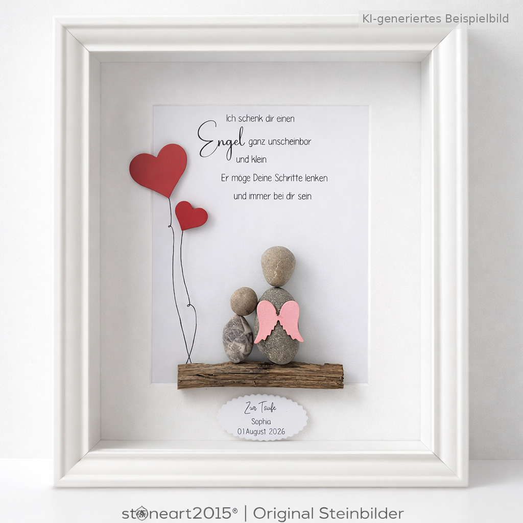 Stone Picture Guardian Angel - Personalized Gift for Christening & Birth