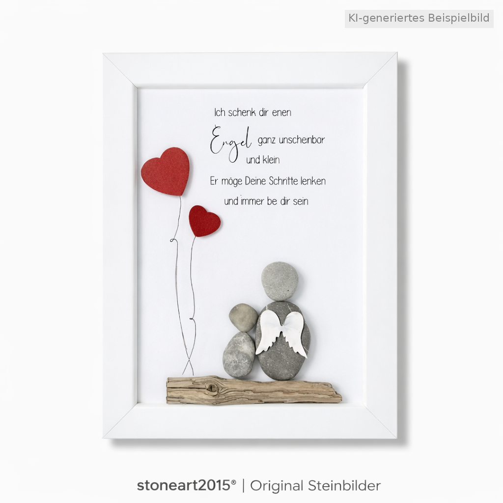 Stone Picture Guardian Angel - Personalized Gift for Christening & Birth
