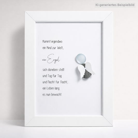 Handgemachtes Steinbild mit dem Spruch Kommt irgendwo ein Kind zur Welt – Geschenk zur Geburt und Taufe