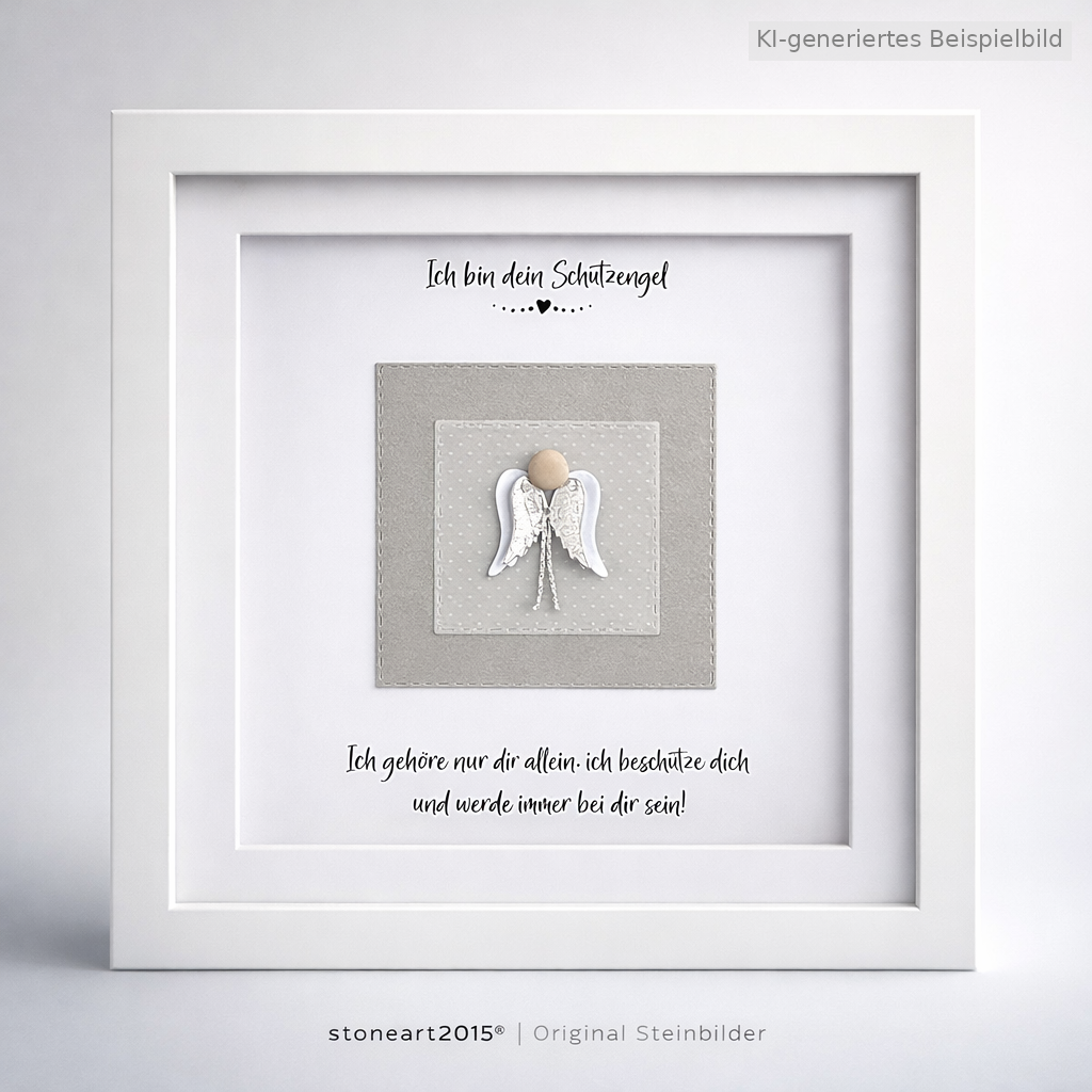 Kieselsteinbild Schutzengel nur Kopf, handgemachtes Steinbild