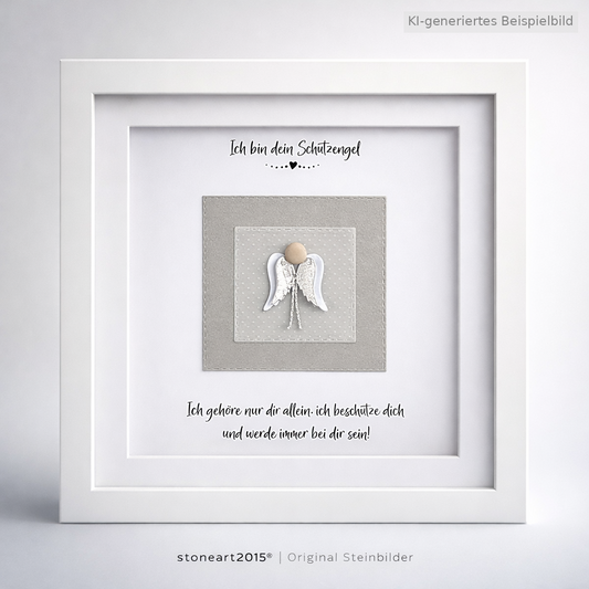 Kieselsteinbild Schutzengel nur Kopf, handgemachtes Steinbild