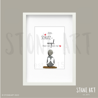 Handgefertigtes Steinbild mit Engel-Motiv und dem Spruch „Ich schenk dir einen Engel“ – liebevolles Geschenk für besondere Menschen.