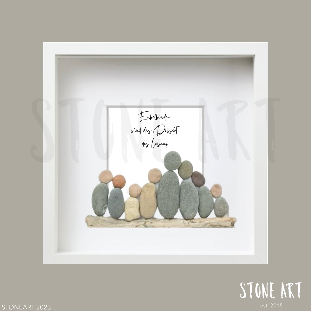 Steinbild „Enkelkinder sind das Dessert des Lebens" – Kieselsteine handgemacht, Geschenk Oma Opa