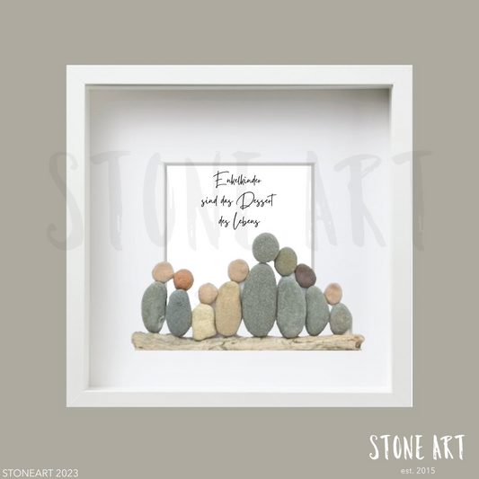 Steinbild „Enkelkinder sind das Dessert des Lebens" – Kieselsteine handgemacht, Geschenk Oma Opa