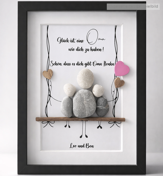 Kieselsteinbild Glück ist eine Oma wie dich zu haben, handgemachtes Steinbild