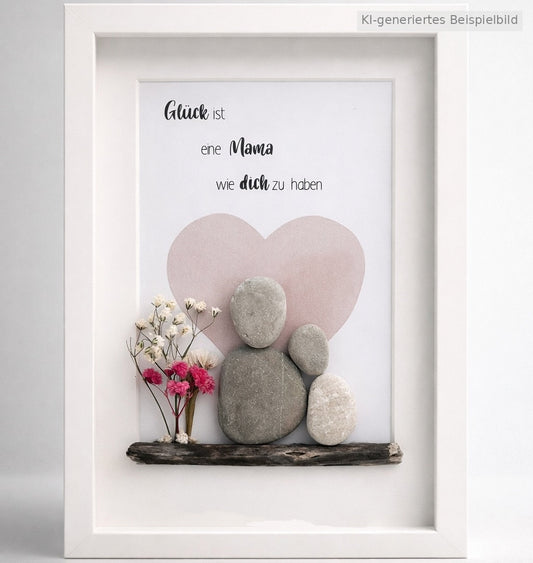 Kieselsteinbild Glück ist eine Mama wie dich zu haben, handgemachtes Steinbild