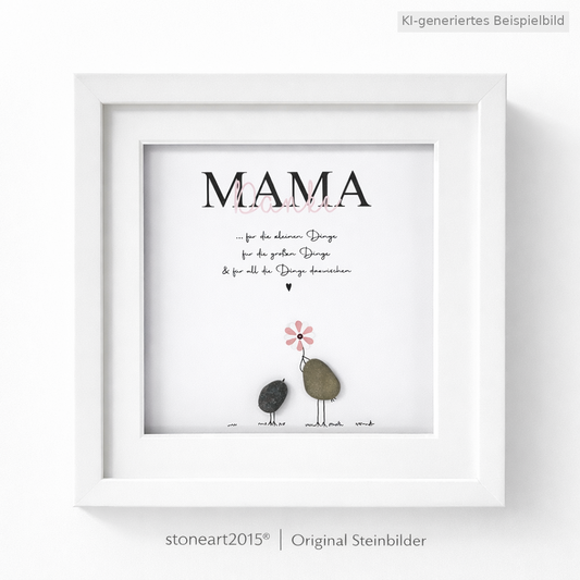 Kieselsteinbild Danke Mama für die kleinen Dinge, handgemachtes Steinbild
