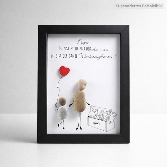 Kieselsteinbild Papa du bist nicht nur der Hammer, du bist die ganze Werkzeugkiste, handgemachtes Steinbild