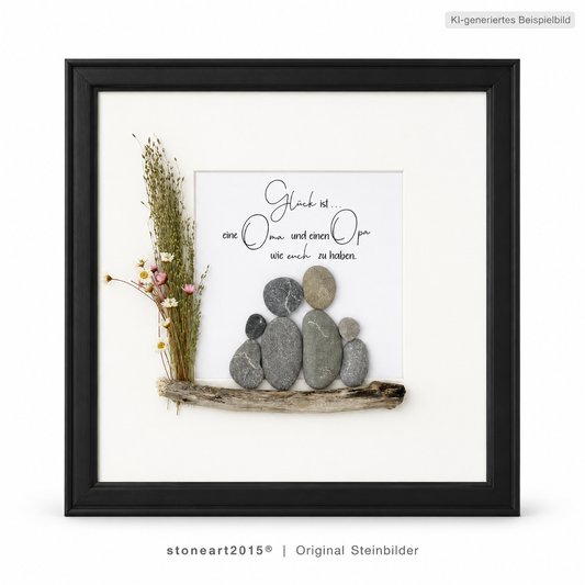 Kieselsteinbild Glück ist eine Oma und einen Opa wie euch zu haben – Großeltern-Geschenk, handgemachtes Steinbild