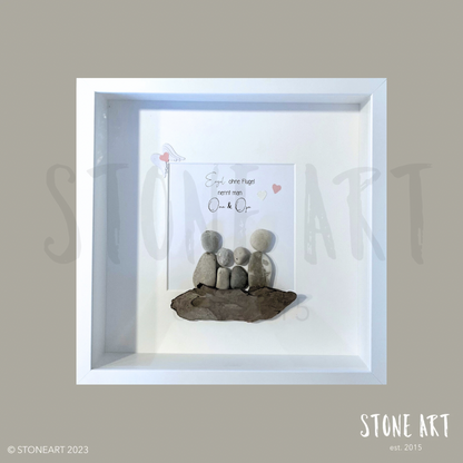 Handgemachtes Steinbild „Engel ohne Flügel nennt man Oma & Opa“, aus natürlichen Materialien, perfektes Geschenk für Großeltern.