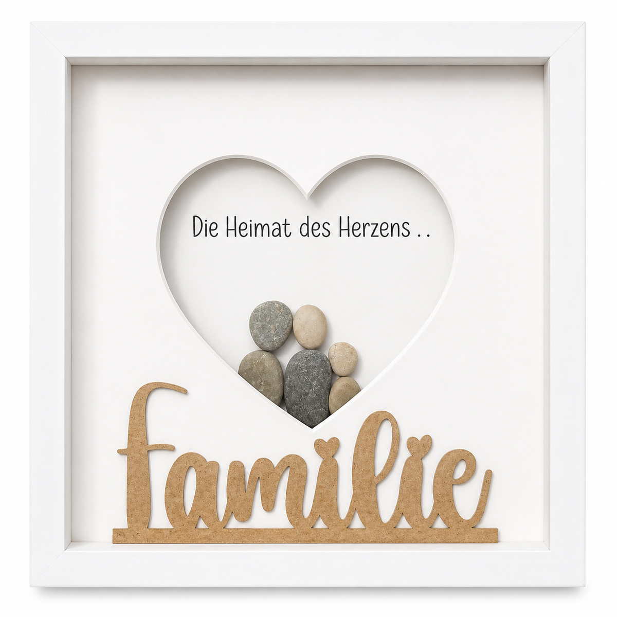 Stone art "The Home of the Heart - Family" - Family gift