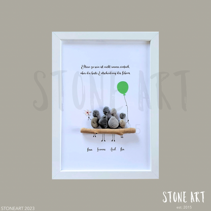 Handgemachtes Steinbild mit Spruch Eltern zu sein – Geschenkidee für Mama und Papa