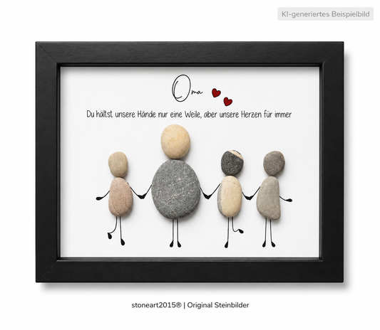 Kieselsteinbild Oma du hältst unsere Hände nur eine Weile, handgemachtes Steinbild