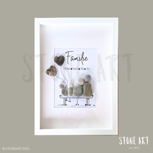 Handgefertigtes Kieselsteinbild als Geschenk für Familie aus Naturkieseln – StoneArt2015