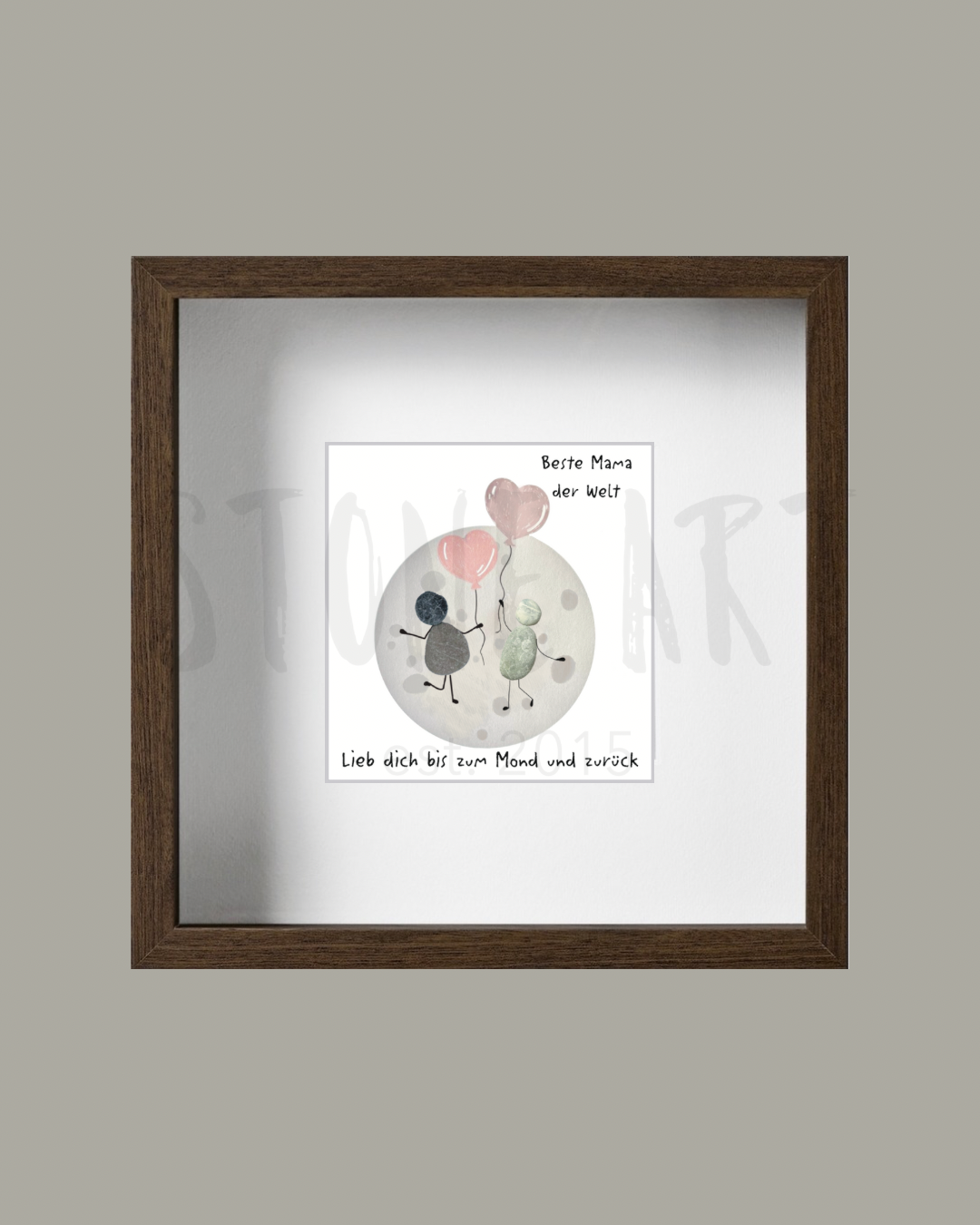 Handgefertigtes Steinbild mit der Aufschrift „Beste Mama der Welt – Lieb dich bis zum Mond und zurück“, perfektes Geschenk für Mama