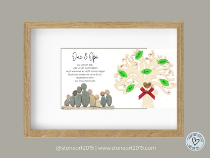 Handgemachtes Steinbild Oma & Opa – Geschenk mit Spruch als Dankeschön von Enkelkindern