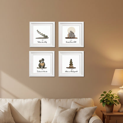 FAMI57-Steinbilder Familie Set - 4er im Wohnraum