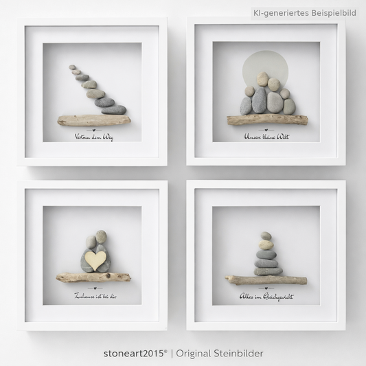 Steinbilder Set 20x20 cm – Familie, Liebe, Balance & Lebensweg | handgemacht