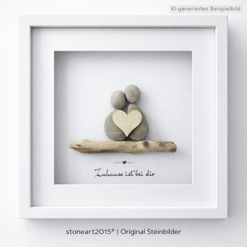 Quadro in pietra con famiglia e palloncino a forma di cuore – regalo di inaugurazione della casa e altro ancora