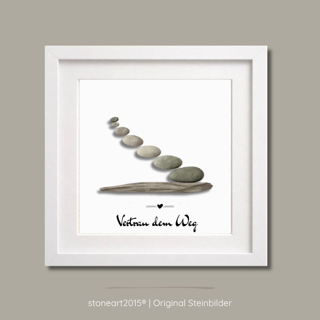 Steinbild Lebensweg mit Steinen als Pfad handgemacht Vertrauen und Entwicklung