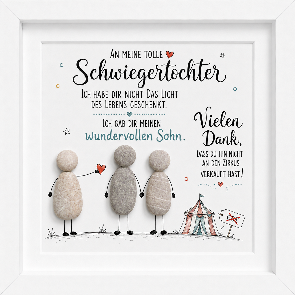 Kieselsteinbild An meine tolle Schwiegertochter – witziges Geschenk, handgemachtes Steinbild