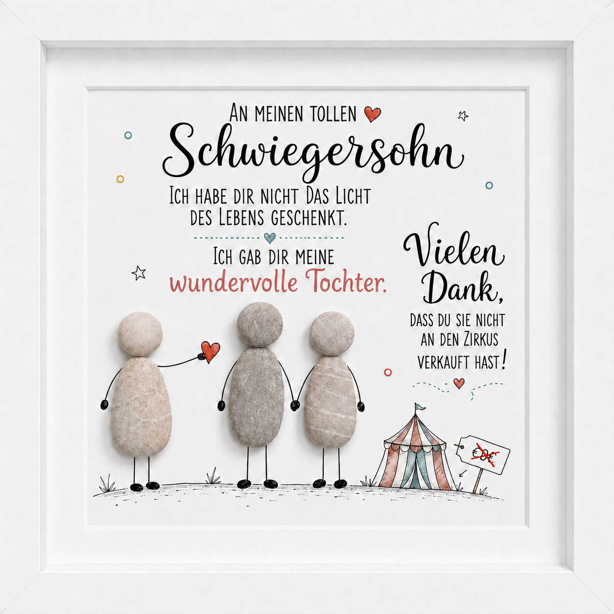 Kieselsteinbild An meinen tollen Schwiegersohn – witziges Geschenk, handgemachtes Steinbild