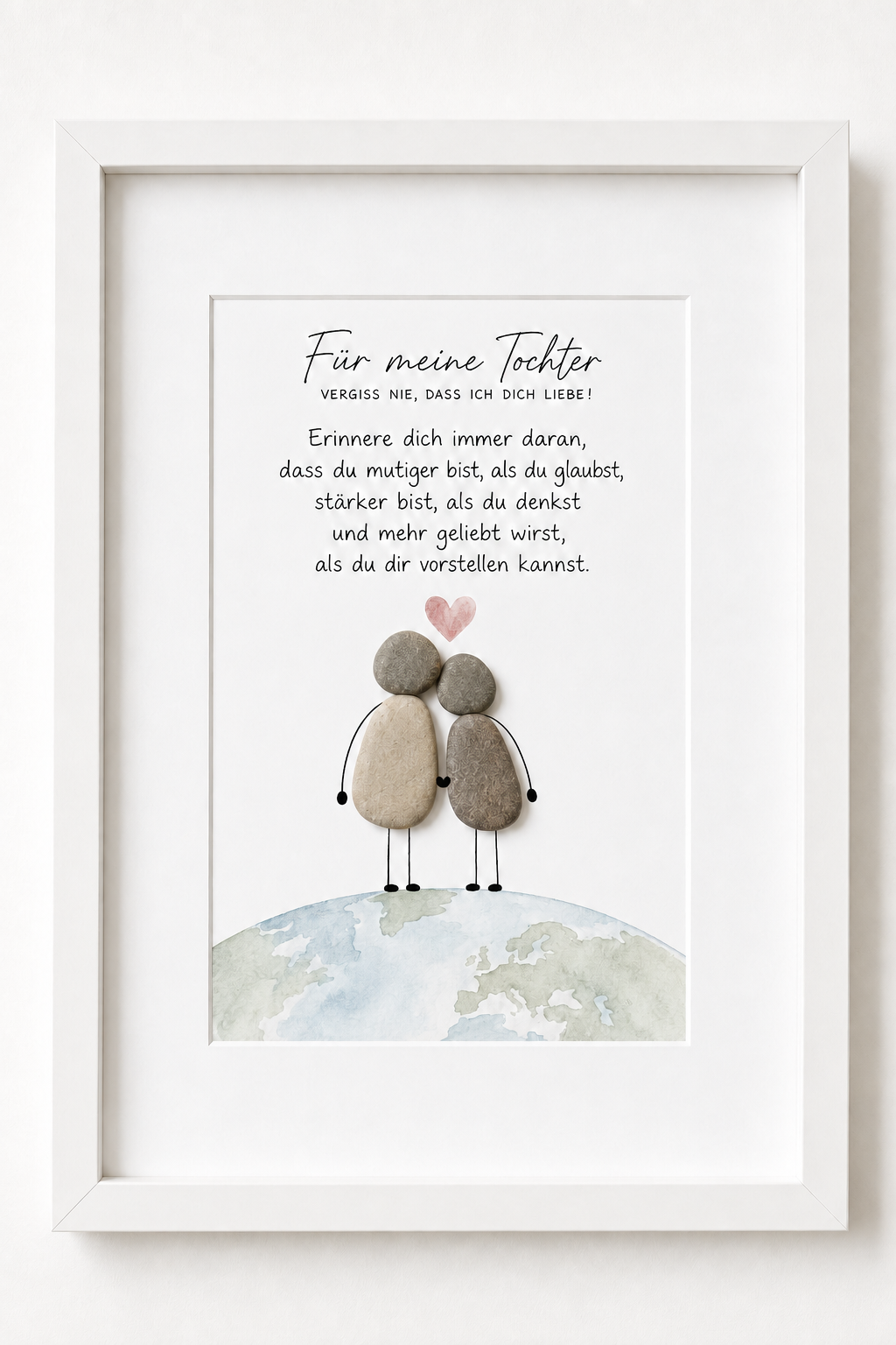 Kieselsteinbild Für meine Tochter, vergiss nie dass ich dich liebe – Geschenk für die Tochter, handgemachtes Steinbild
