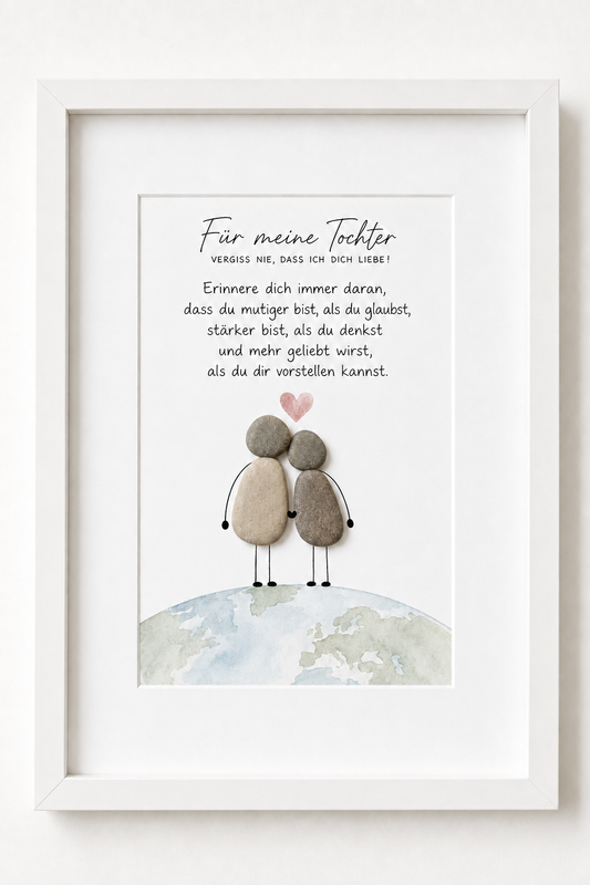 Kieselsteinbild Für meine Tochter, vergiss nie dass ich dich liebe – Geschenk für die Tochter, handgemachtes Steinbild