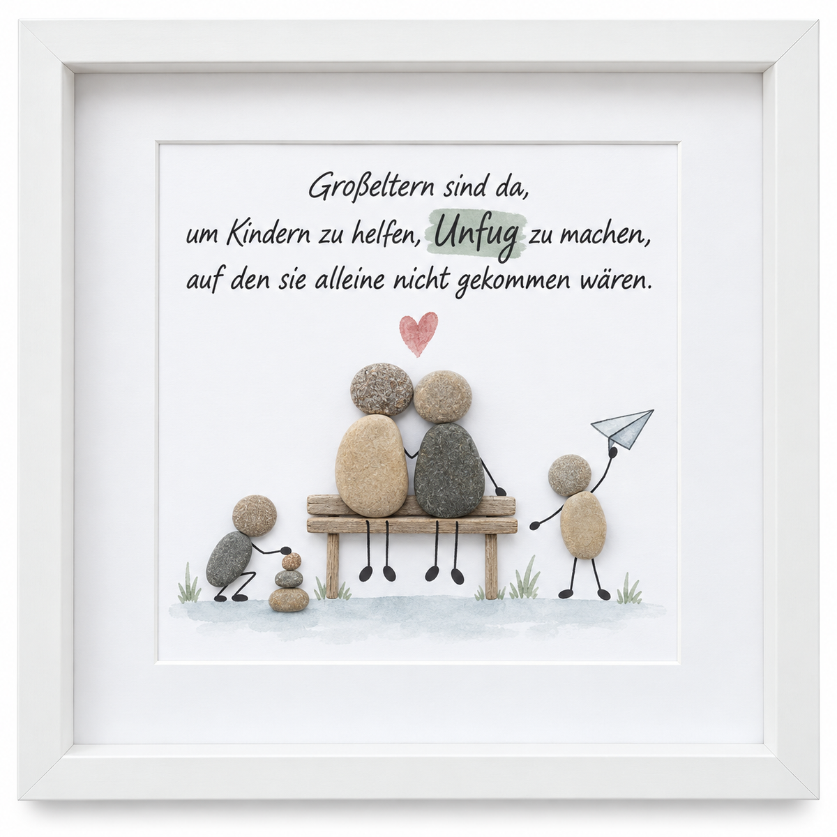 Kieselsteinbild Großeltern sind da, um Kindern zu helfen, Unfug zu machen – Geschenk für Oma und Opa, handgemachtes Steinbild
